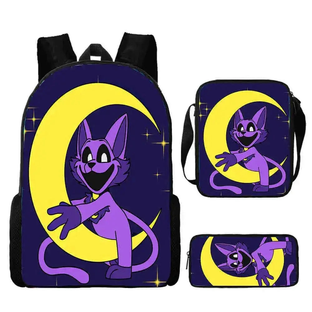 3 Piece Smiling Anime Critters School Bag Set For Kids