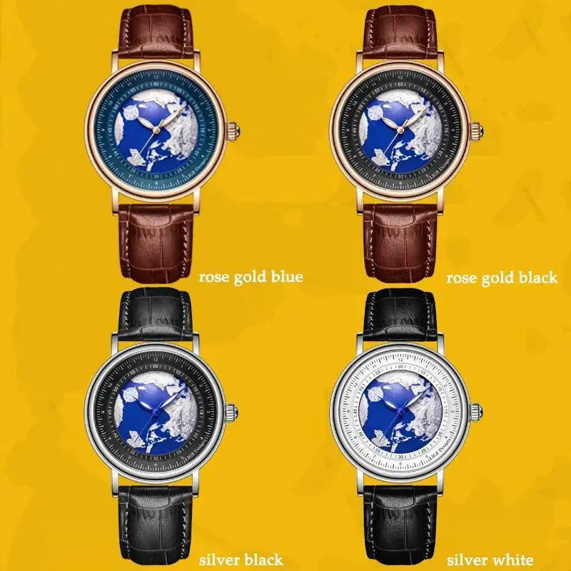 Blue Planet Earth Design Waterproof Mens Watch Timepiece