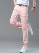 Four Season New Men's Yellow Jeans Fashion Business Casual
