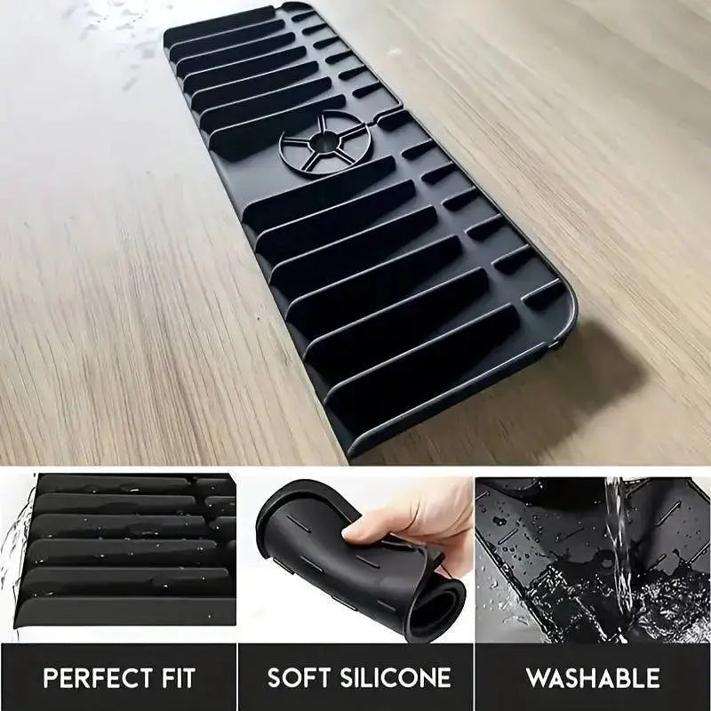 Silicone Kitchen Faucet Mat And Sponge Holder Wall Mounted