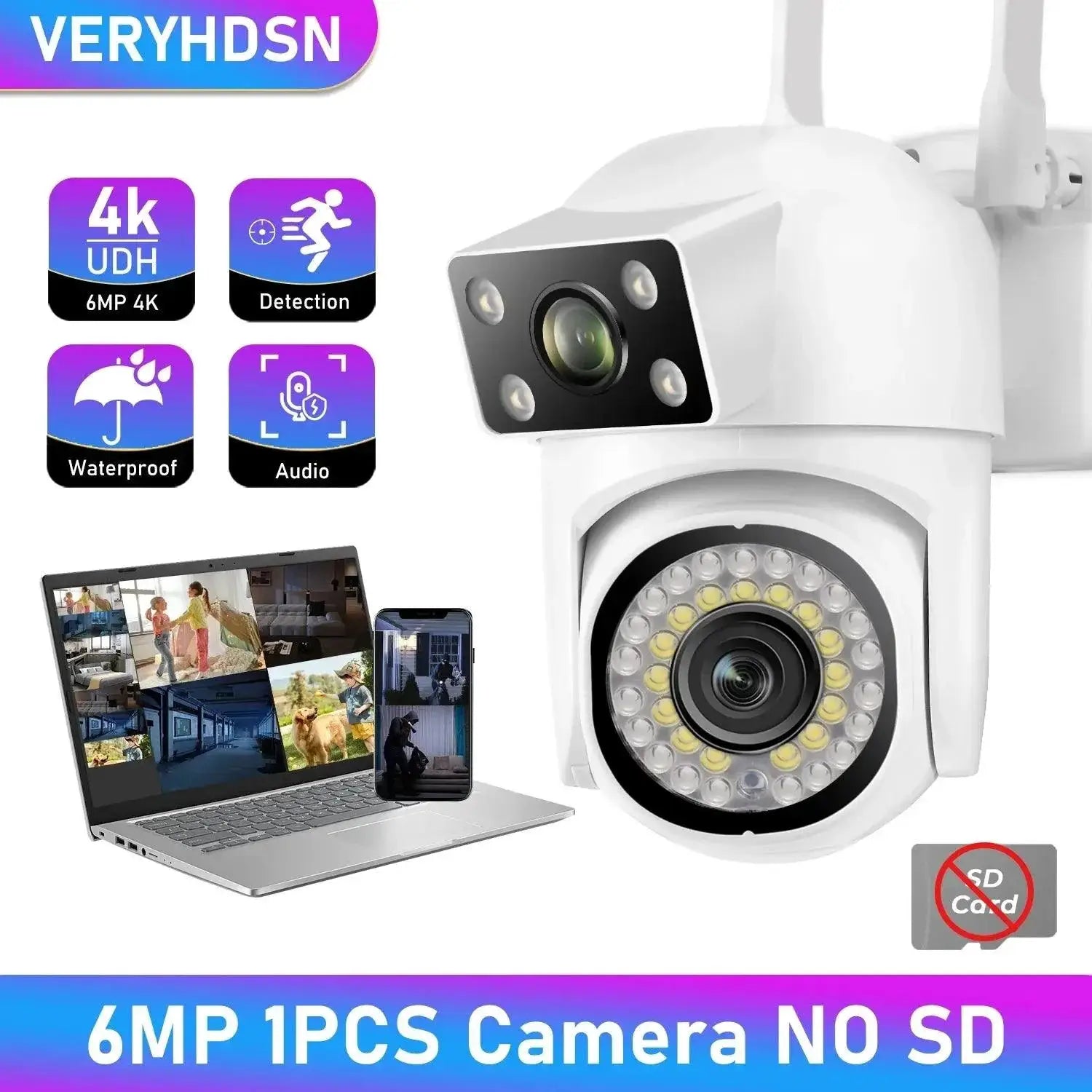 2.4G And 5G PTZ WiFi Camera Dual Lens For Home Security