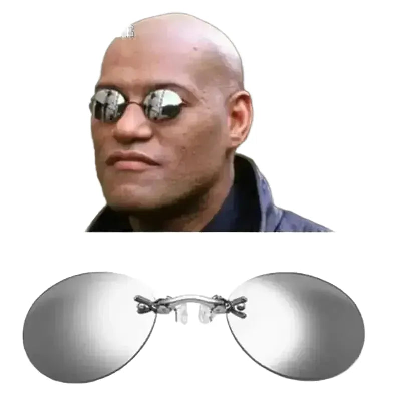 UV400 Clip On Round Rimless Sunglasses For Men Vintage Mini