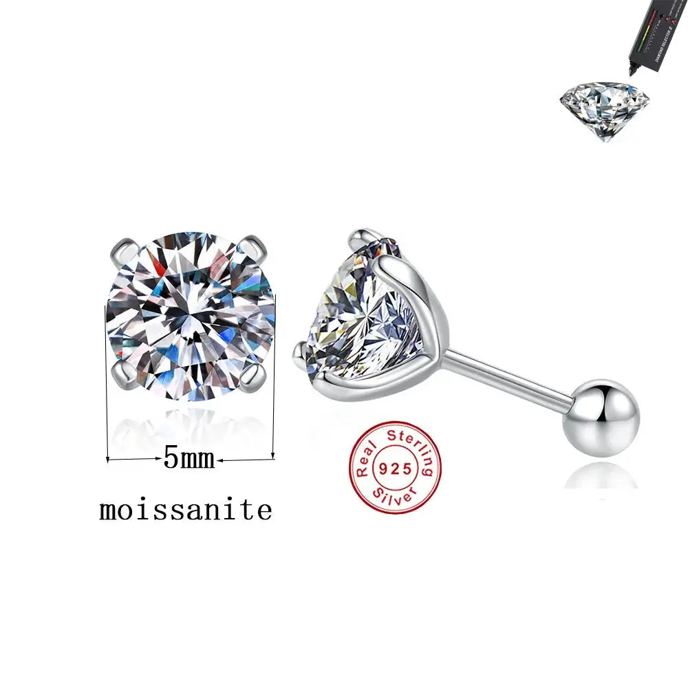 Moissanite Stud Earrings in Sterling Silver Personalized — product view 1