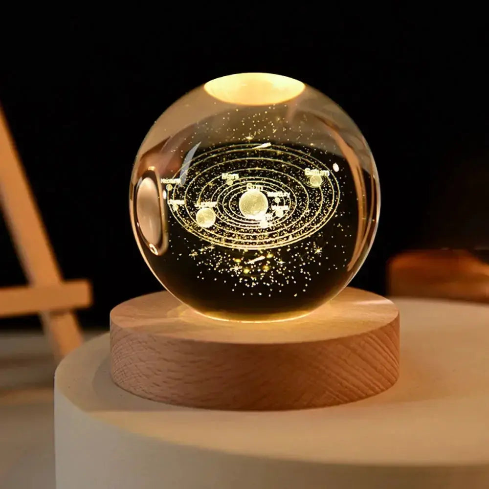 USB LED Galaxy Crystal Ball Lamp 3D Moon Light Decor
