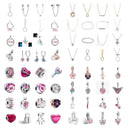 Fashion Pink Pansy Flower Pendant Bead 925 Sterling Silver