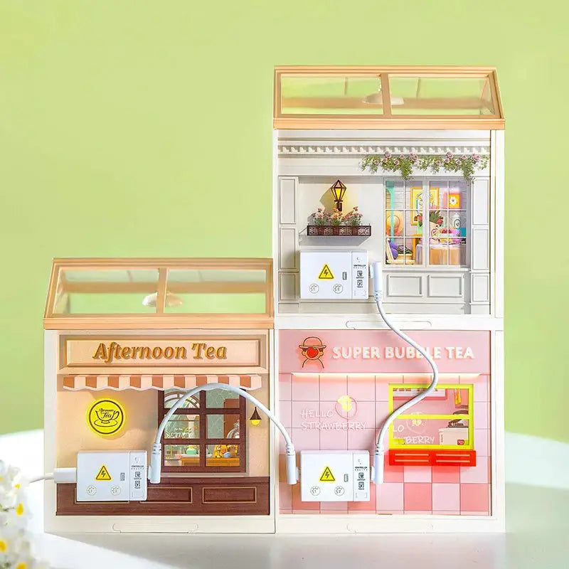 Robotime DIY Miniature Dollhouse Kit with Accessories Model Supply Store Kit with LED to Build Decent Birthday Gift
