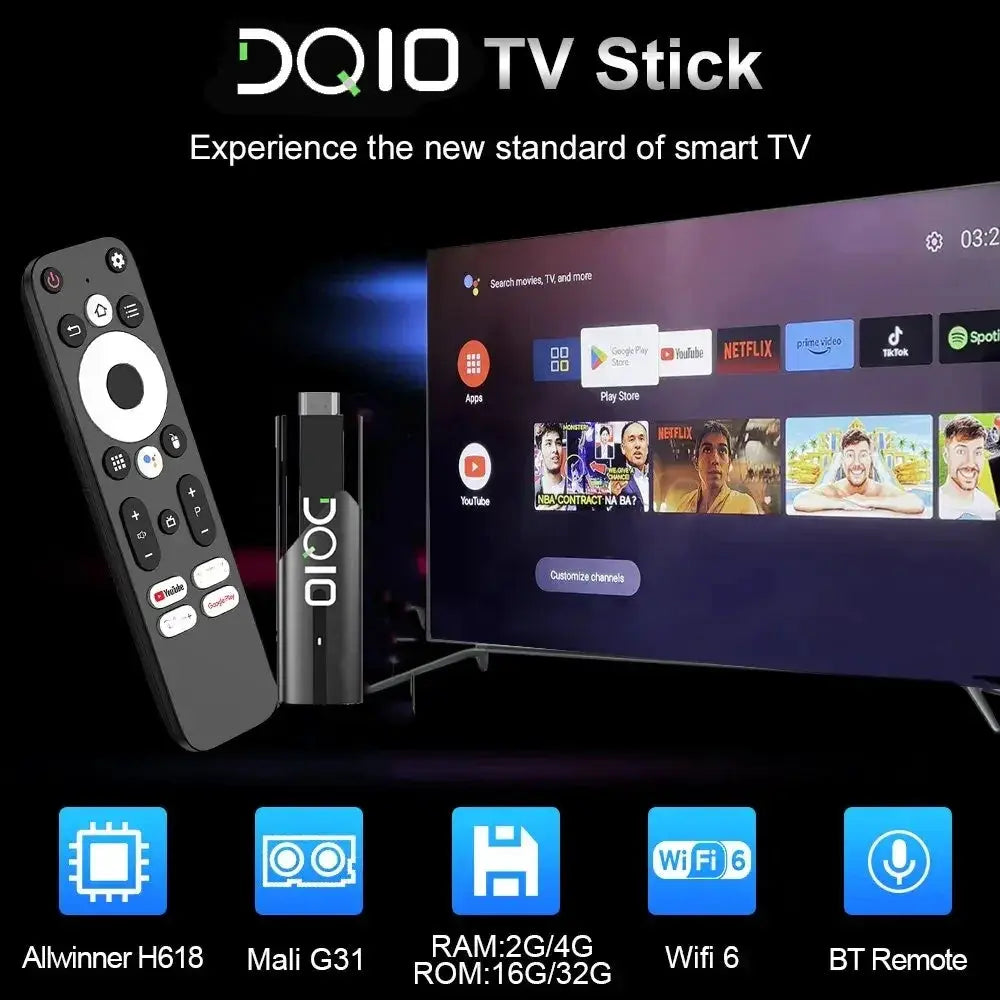 LEMFO DQ10 ATV Mini TV Stick Android 13 8K 4K WiFi 6