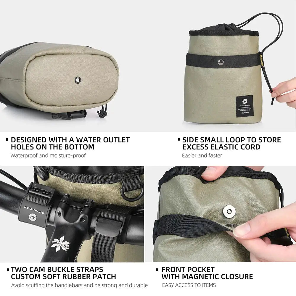 Rhinowalk Morandi Color Bike Front Bag 2.5L Water Bottle Bag High Capacity Bike Handlebar Bag Portable Cycling Shoulder Pack