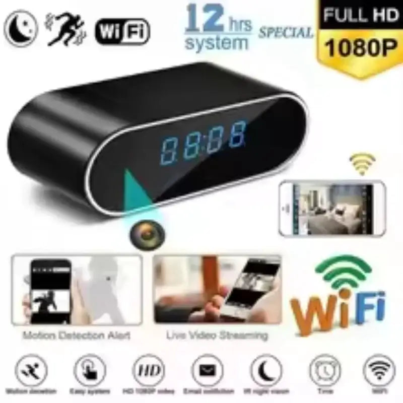 HD 1080P Alarm Clock Mini Camera Remote Wireless Wifi Control IR Night Vision View DVR Camcorder Home Indoor Monitor Video