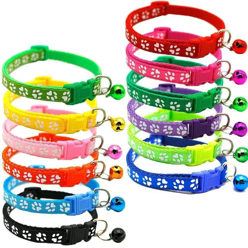 Cartoon Paw Print Pet Collar With Adjustable Safety Bell