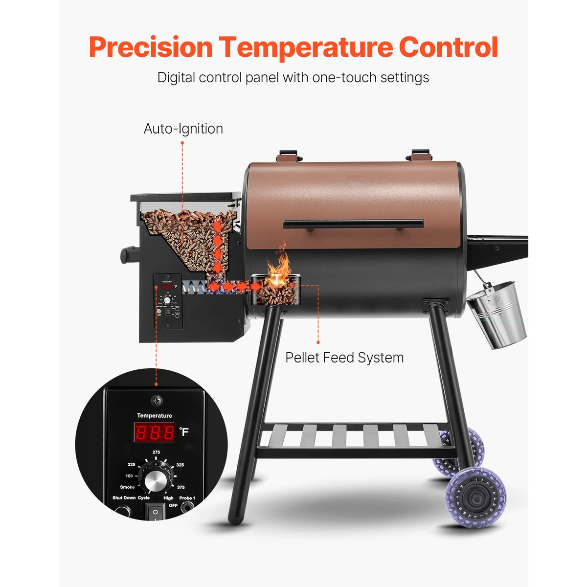 SucceBuy Wood Pellet Grill Smoker in BBQ Grills for Outdoor — product view 3