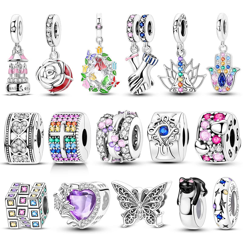 Charm Silver Plated Zircon Beads