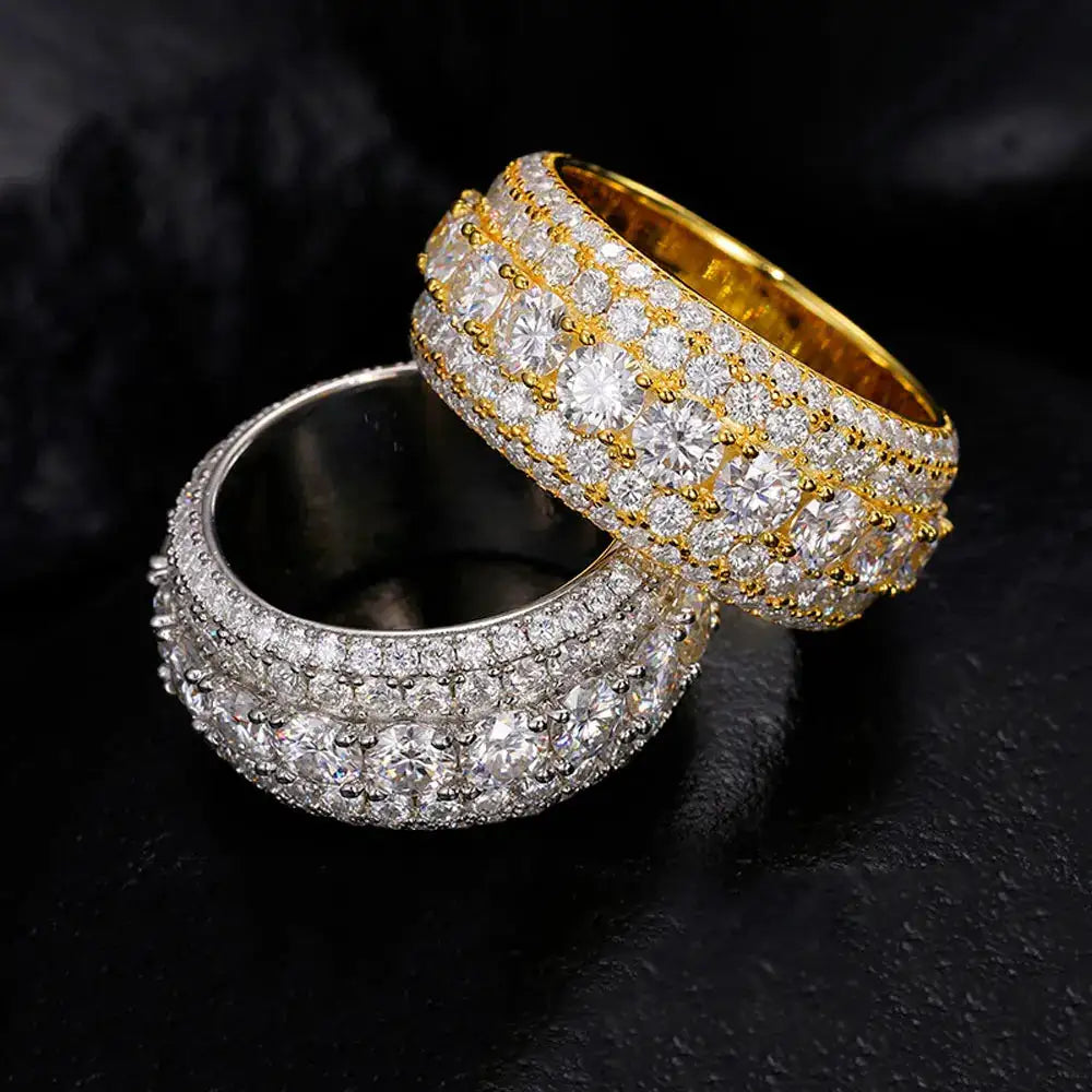 Sterling Silver Gold Plated Moissanite Hip Hop Ring — product image 3