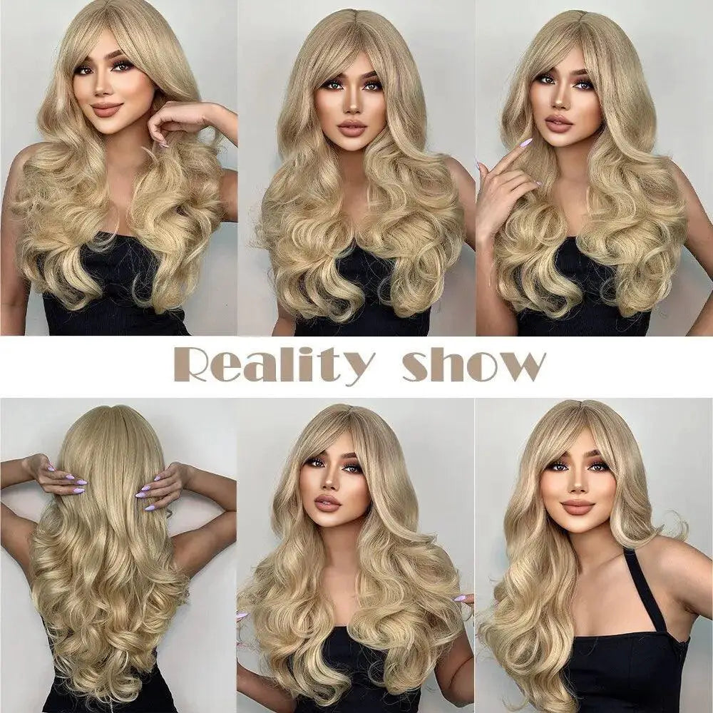 Blonde Wavy Synthetic Hair Wig For Effortless Style Comfort