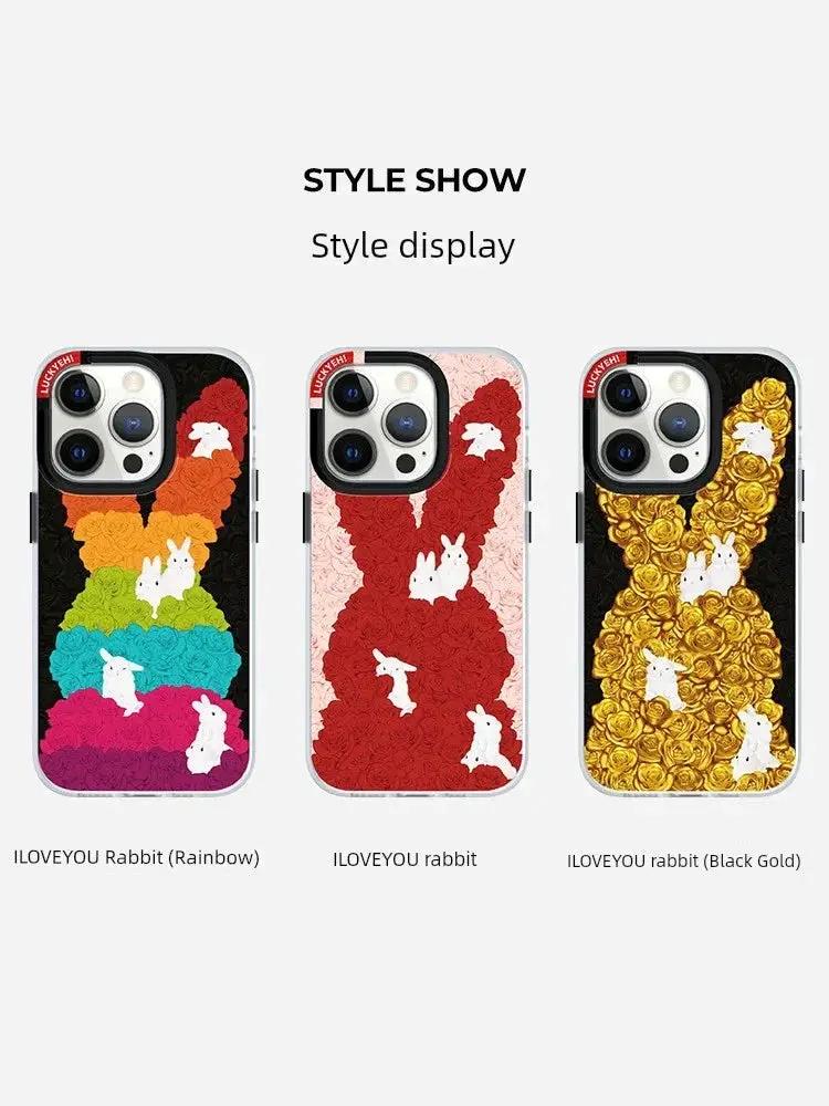 Lanwk Apple iPhone 14 Pro Max ILOVEYOU Rabbit Case