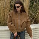 Suede Zipper Leather Jacket
