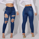 Summer New Women's Ripped Jeans High Stretch Slim Pants