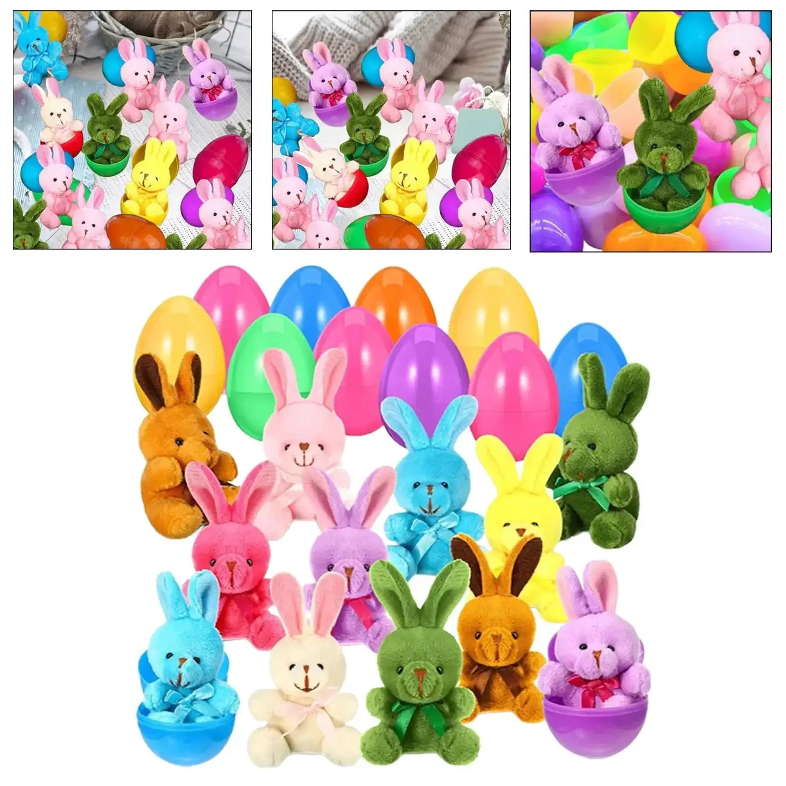 12Pcs Prefilled Easter Eggs With Plush Bunny Toys Gift