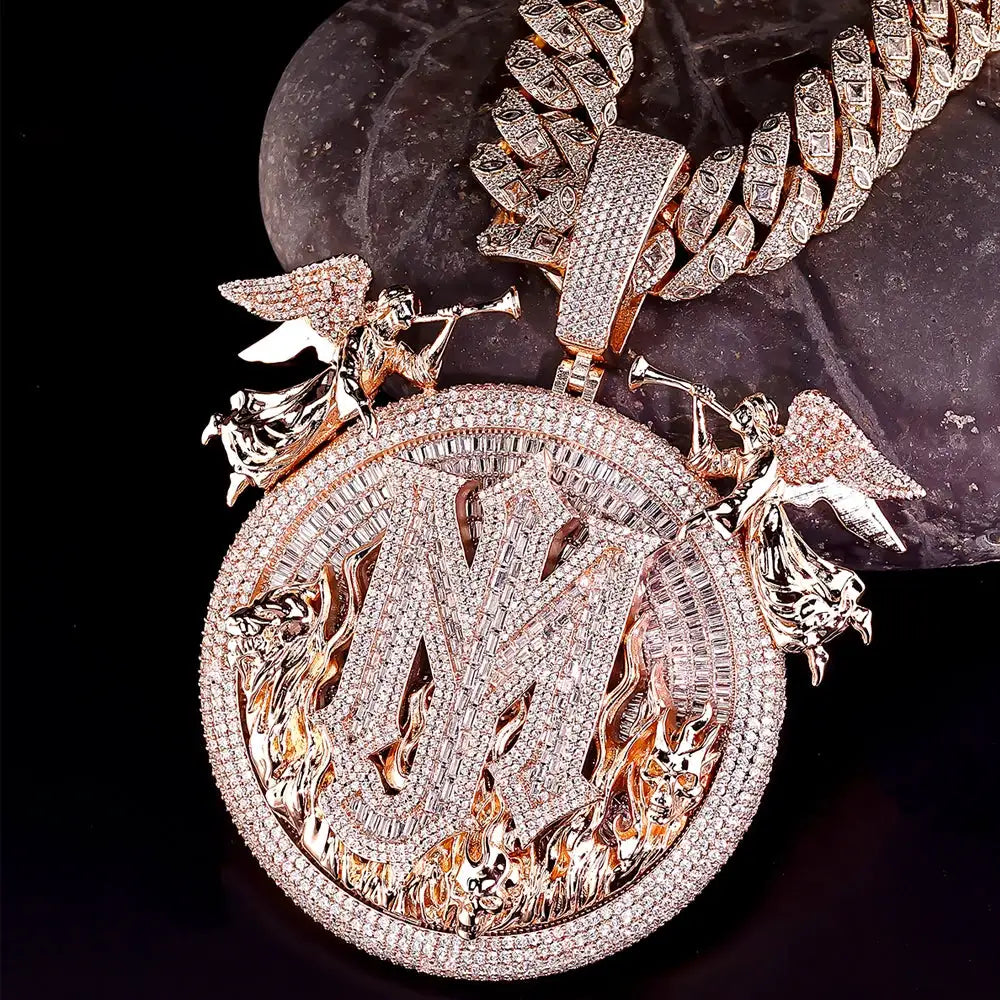 Gold Rose Gold Plated Cubic Zirconia Hip Hop Charm Fire — product view 2