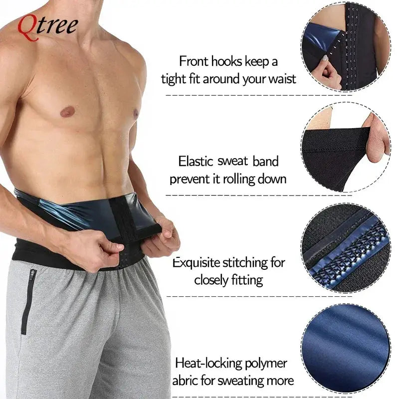 Qtree Mens Abdomen Reducer Sweat Trimmer Belt For Fitness