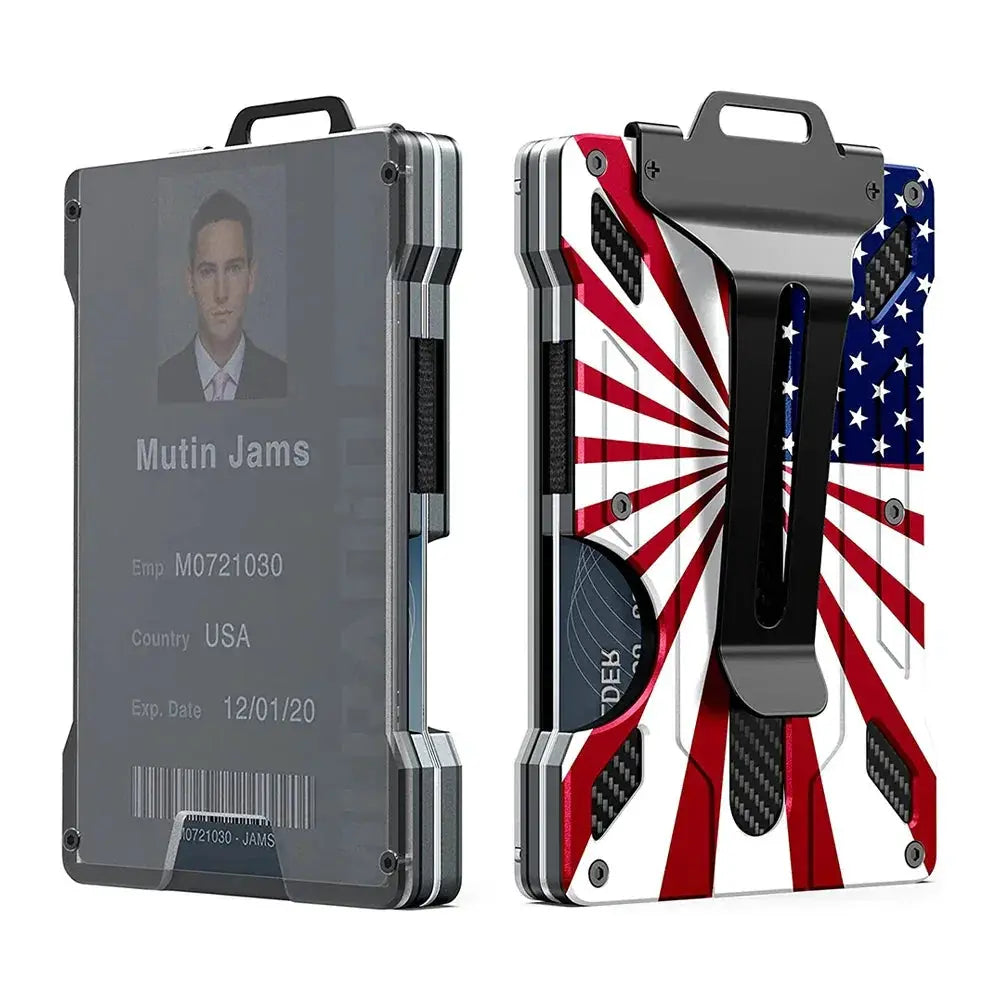Mens Slim Aluminum Wallet With Money Clip RFID Blocking