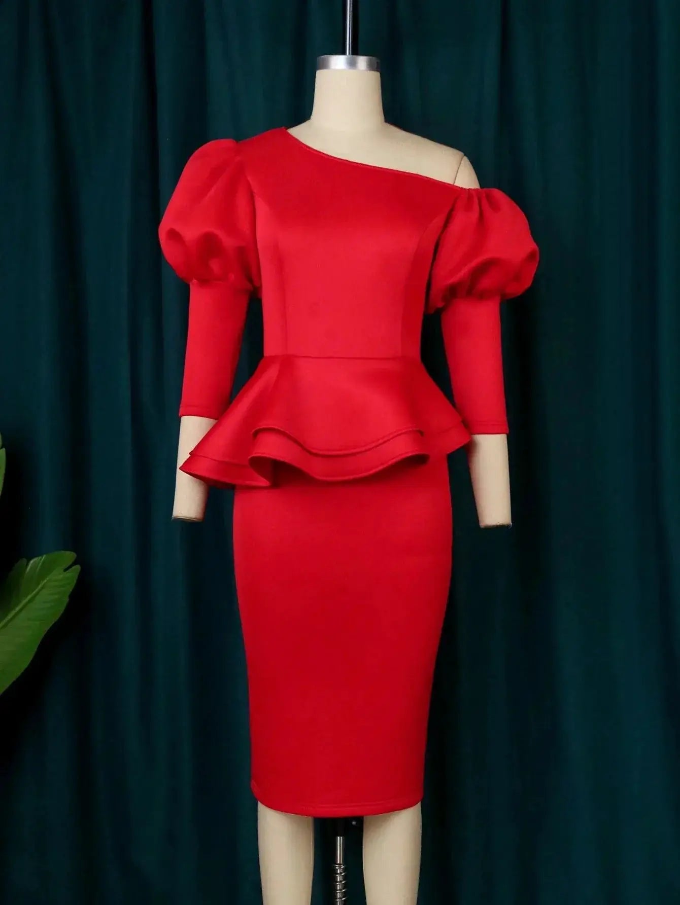 Chic Off Shoulder Red Peplum Dress For Stylish Events