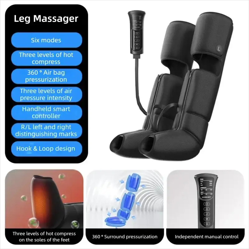 Full Leg Massager with Heat And Air Compression Foot for Circulation Fatigue Relief Sequential Compression Boot Leg Massager