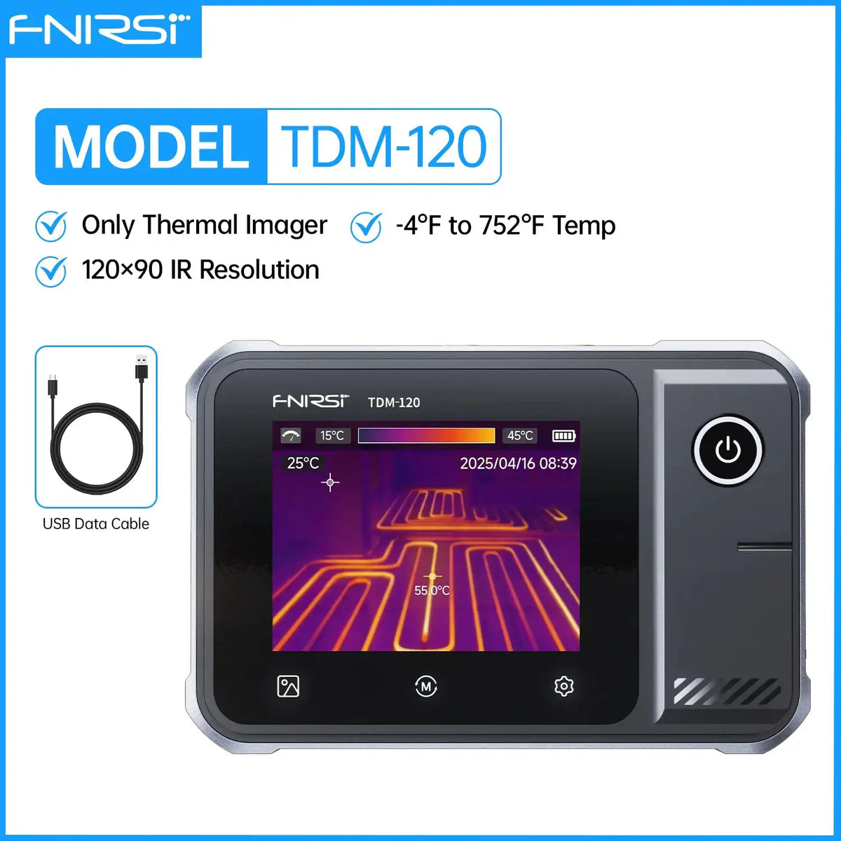 FNIRSI TDM-120/TDM-120P Multimeter Thermal Imaging Infrared Camera Tester AC 750V/DC 1000V Resistance Capacitance 120x90 IR