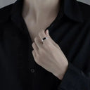 Sterling Silver Ring - Durable Black Zircon Band