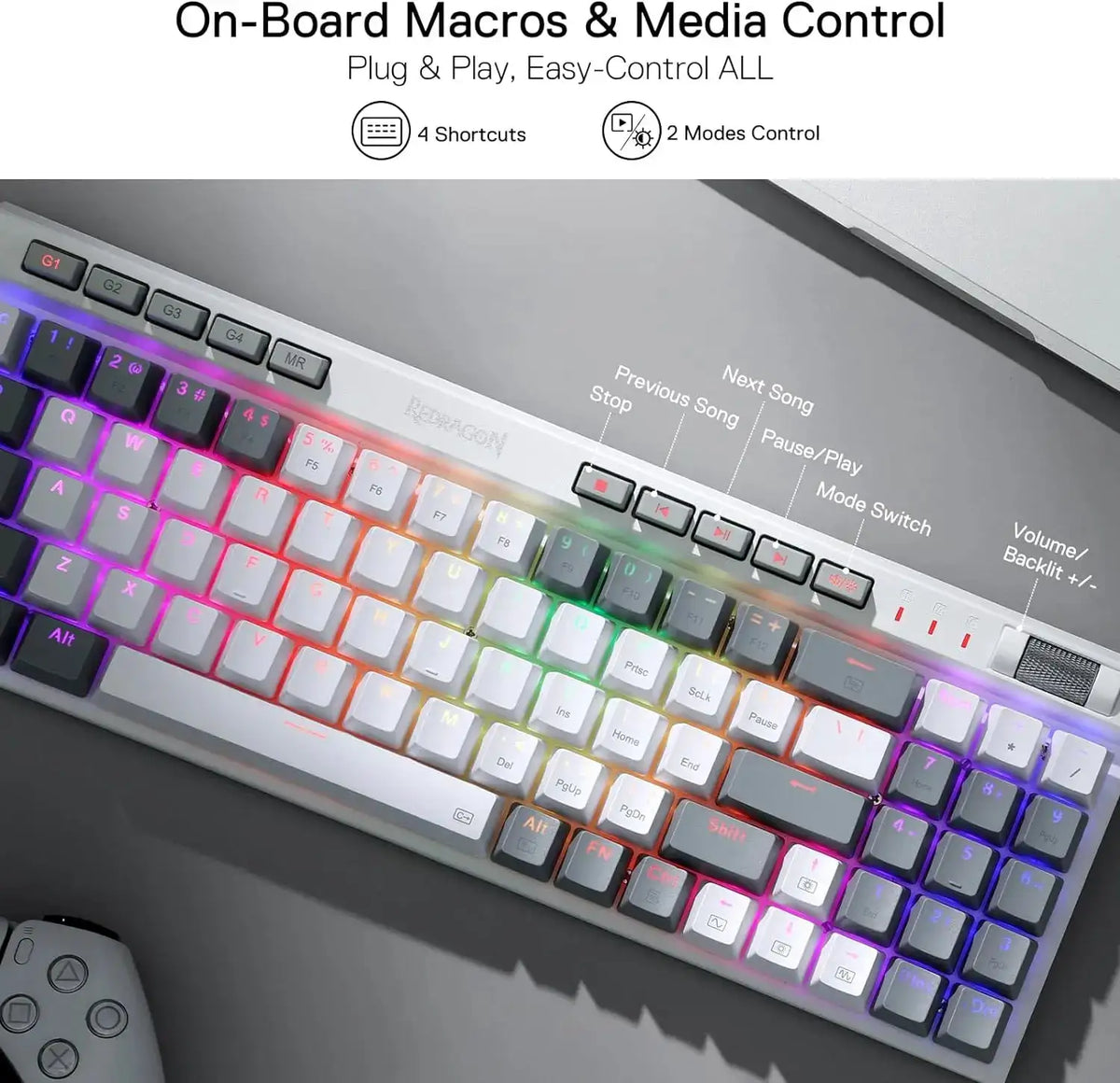 Redragon K655 75% RGB Wired Mechanical Gaming Keyboard, 78 Keys Hot-Swap Mechanical Keyboard Quiet Linear Red Switch