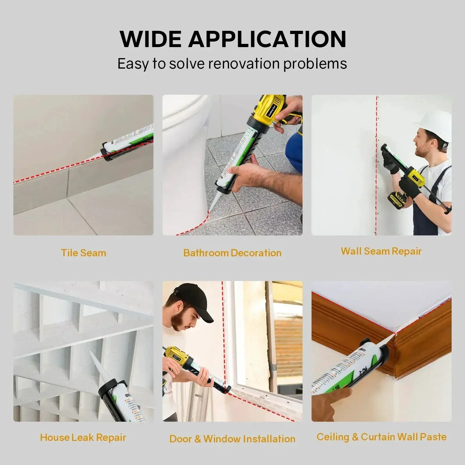 Wireless Electric Caulking Gun Adjustable Speed LED Light