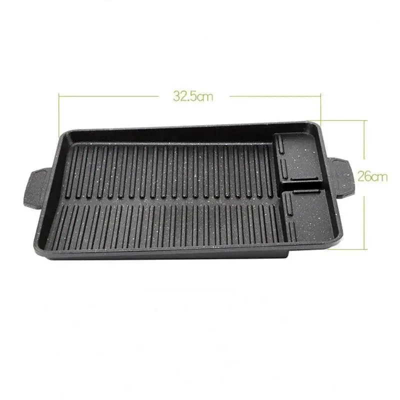 Portable Nonstick BBQ Grill Pan For Korean Barbecue 32x26cm