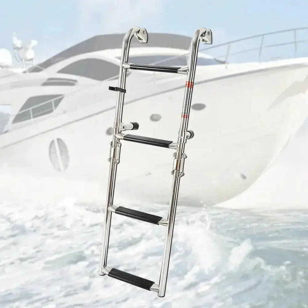 Stainless Steel Telescoping 4 Step Fold Down Boat Ladder