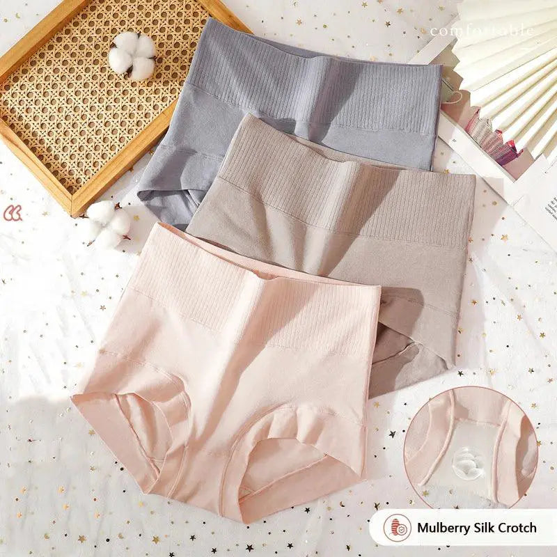 ZJX 4Pcs High Waist Cotton Women Panties Plus Size Shaper