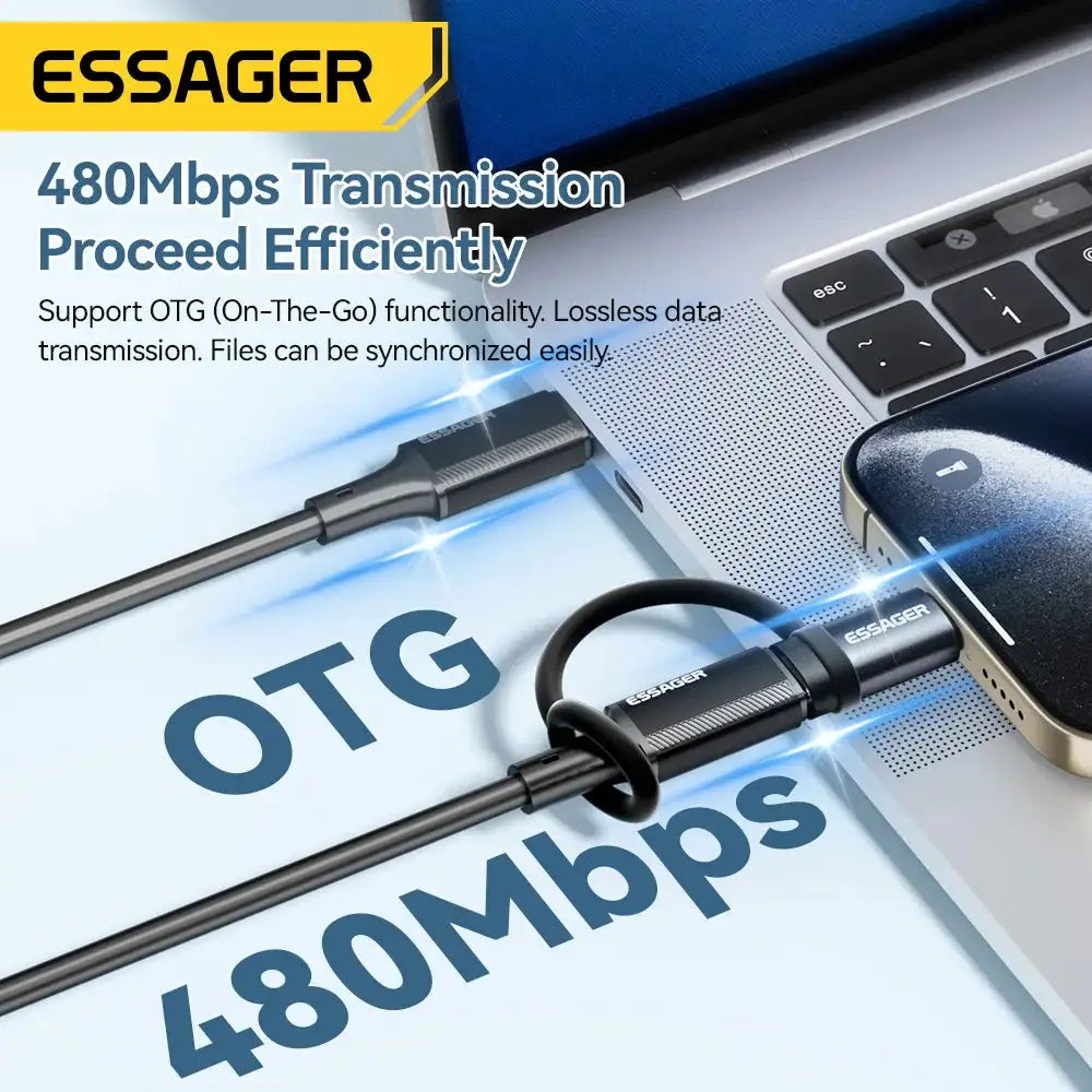 Essager Lighting To USB C Adapter 3A Fast Charging OTG for iPhone 15 XR Pro Type C To Lighting iPhone Connector OTG Converter