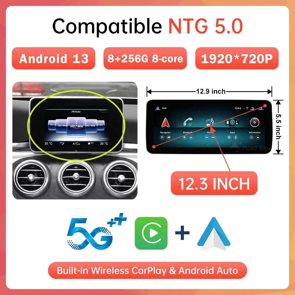 Android 13 Touch Screen Auto CarPlay For Mercedes C Class