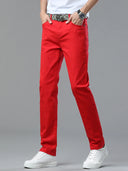 Four Season New Men's Yellow Jeans Fashion Business Casual