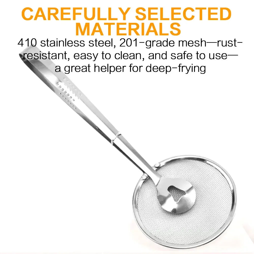 Stainless Steel Fine Mesh Strainer Spoon with Clip Kitchen Oil — product view 3
