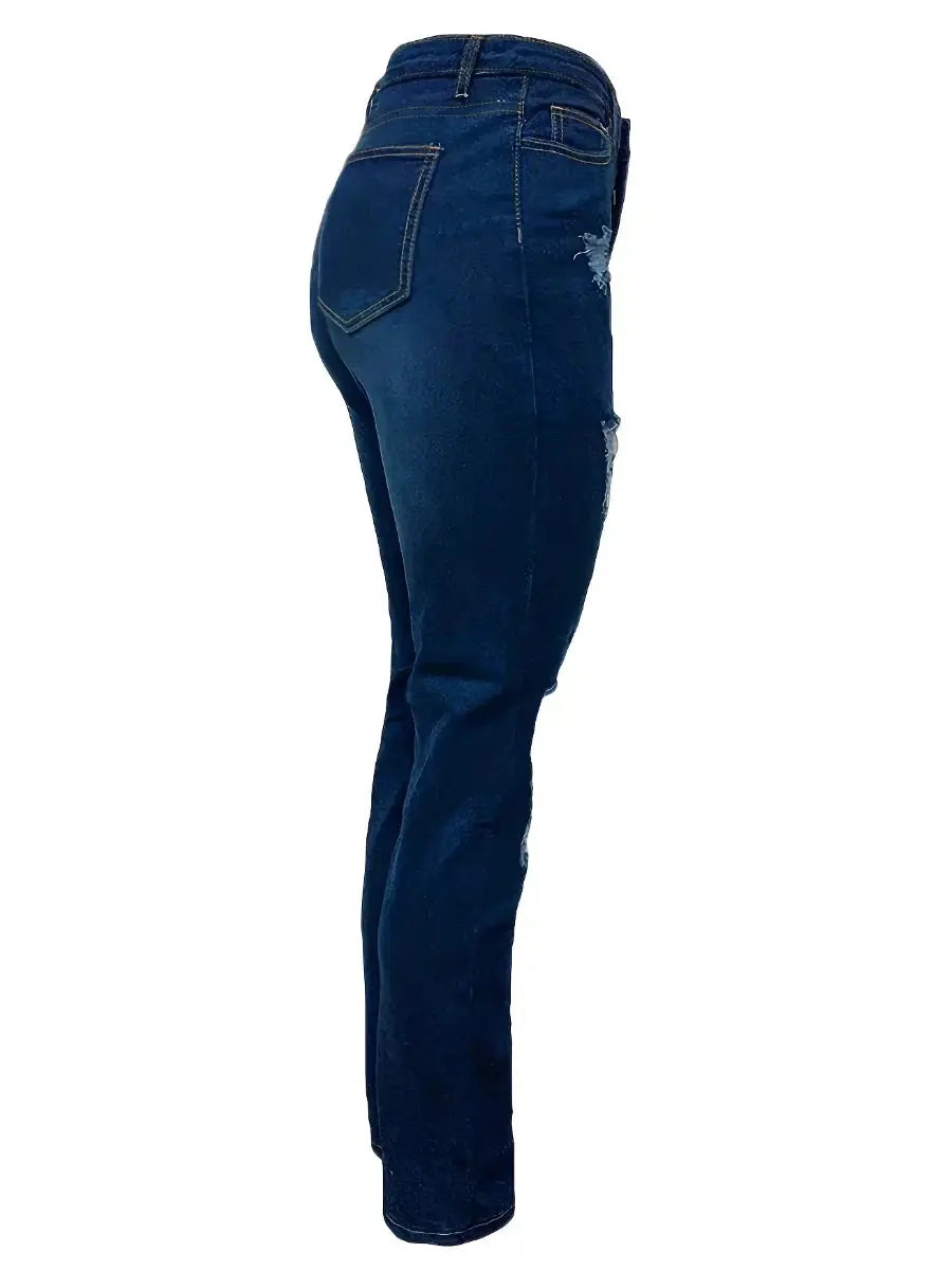 LW High Waist Stretchy Ripped Jeans Women Denim Style
