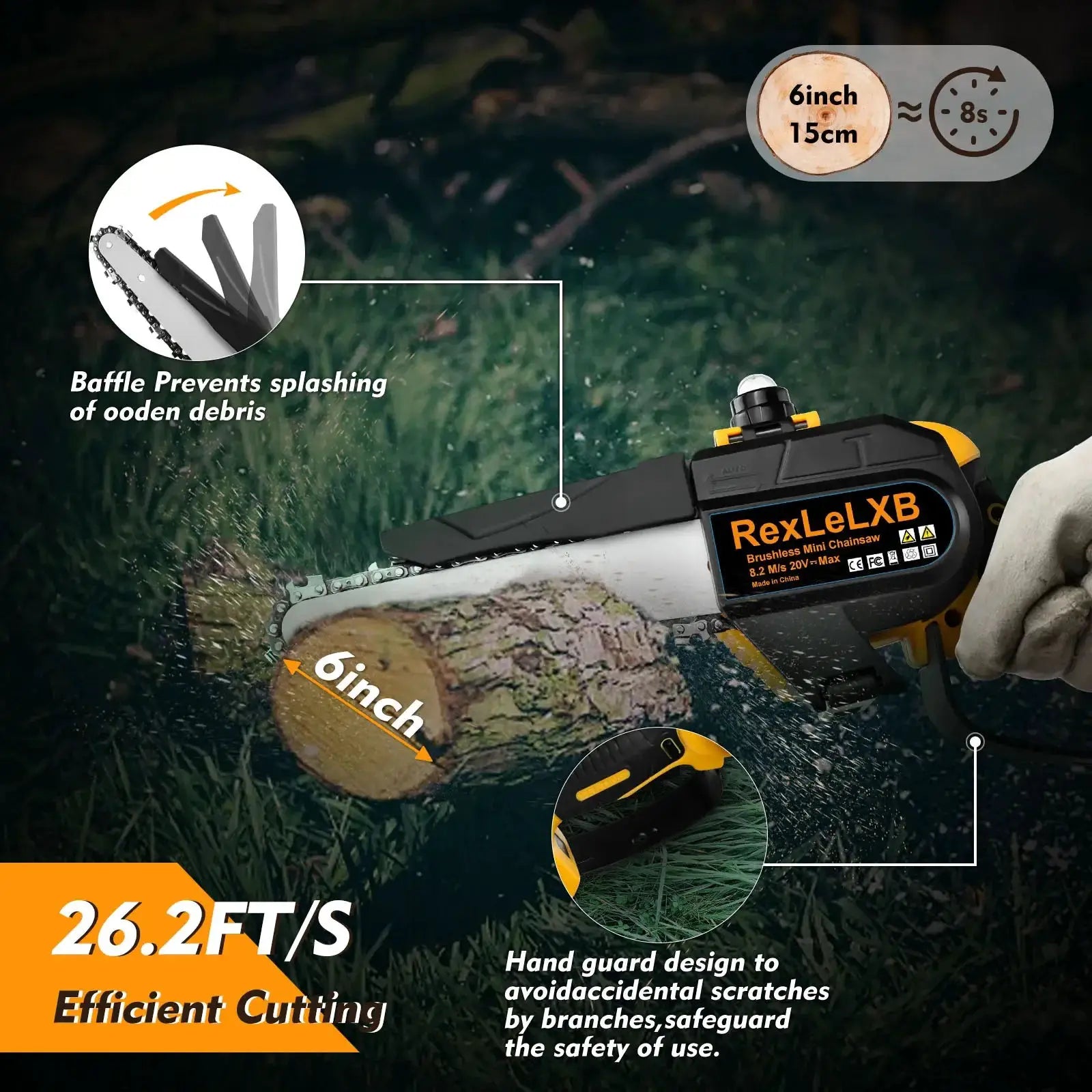 Powerful Cordless 6 Inch Mini Chainsaw Lightweight Electric