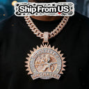 Two Tone Iced Sunburst Pendant