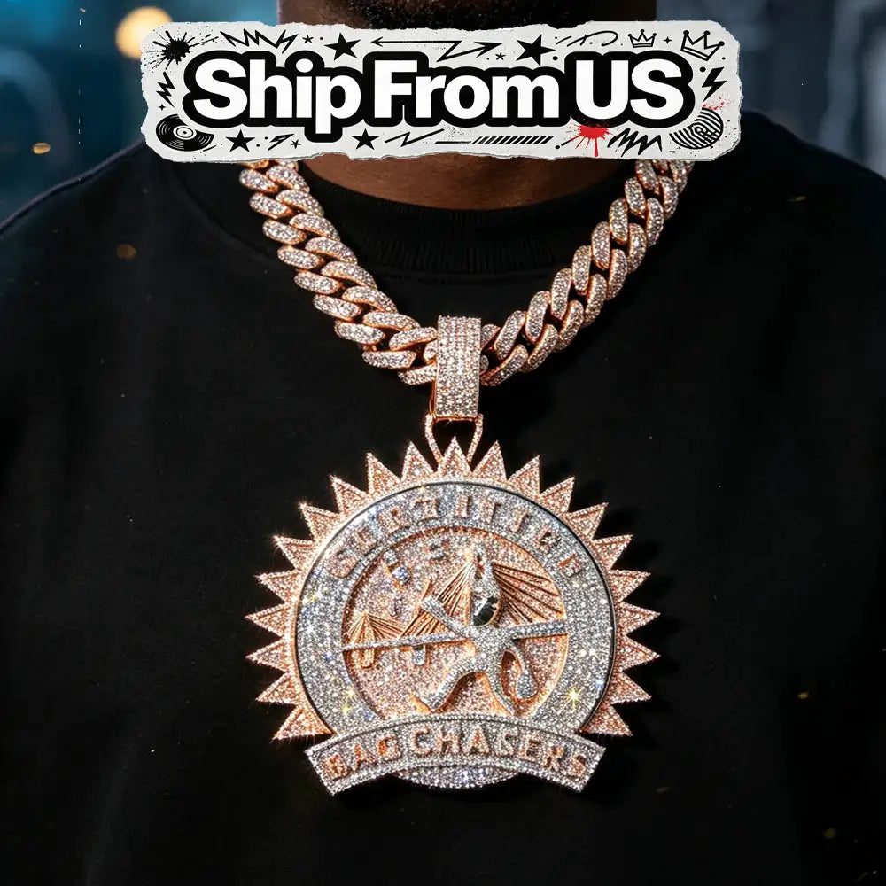 Two Tone Iced Sunburst Pendant — product image 1