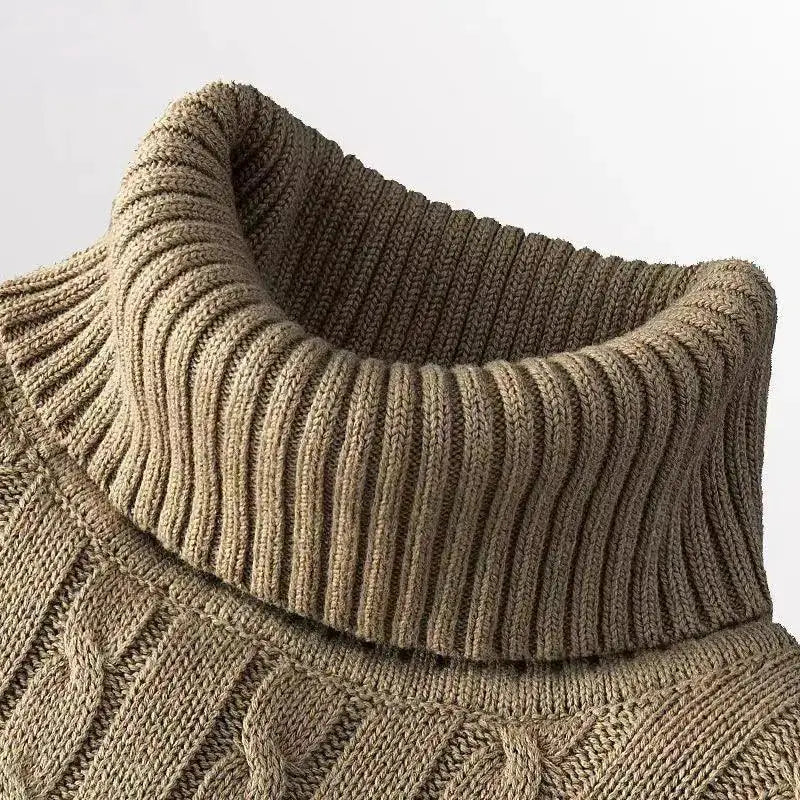 Mens Winter Turtleneck Wool Sweater Stylish Cozy Pullover