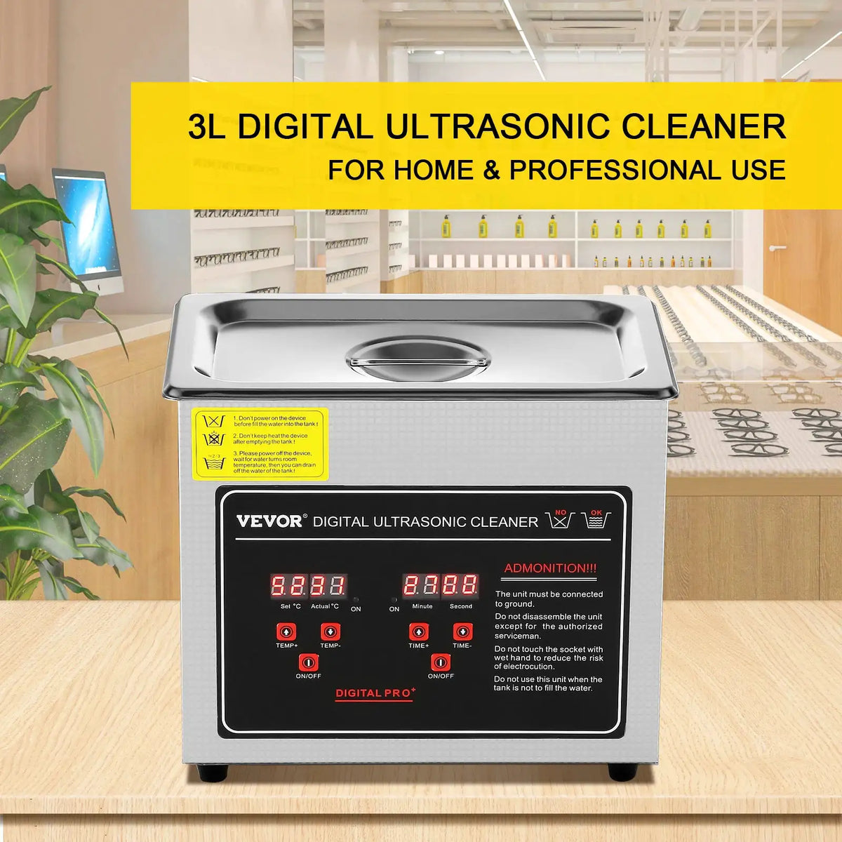 SucceBuy Ultrasonic Cleaner Stainless Steel Portable Cleaning Washing — product view 2