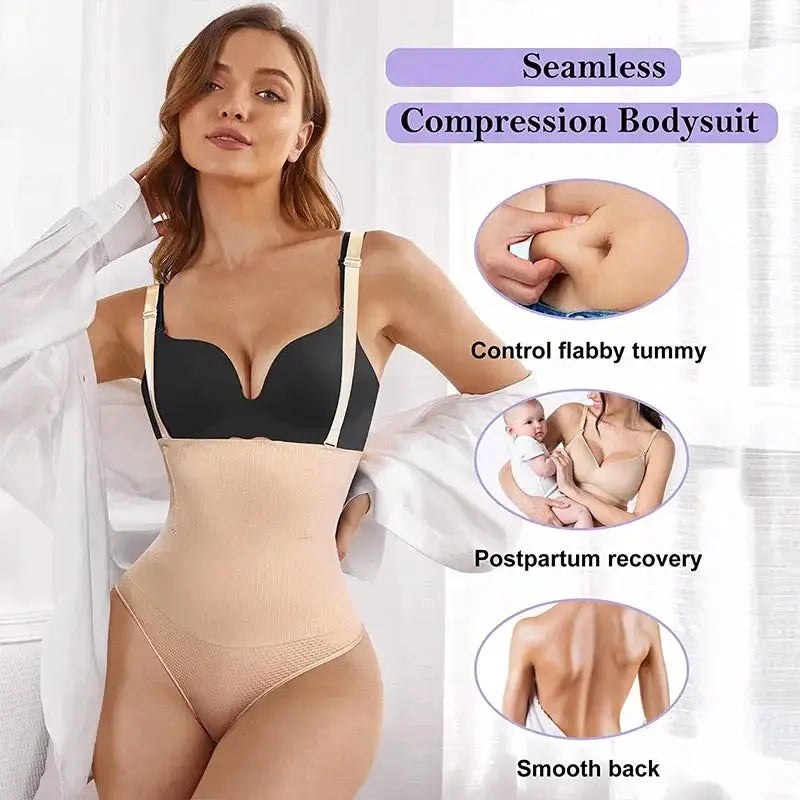 High Waist Thong Shaper With Tummy Control Removable Straps