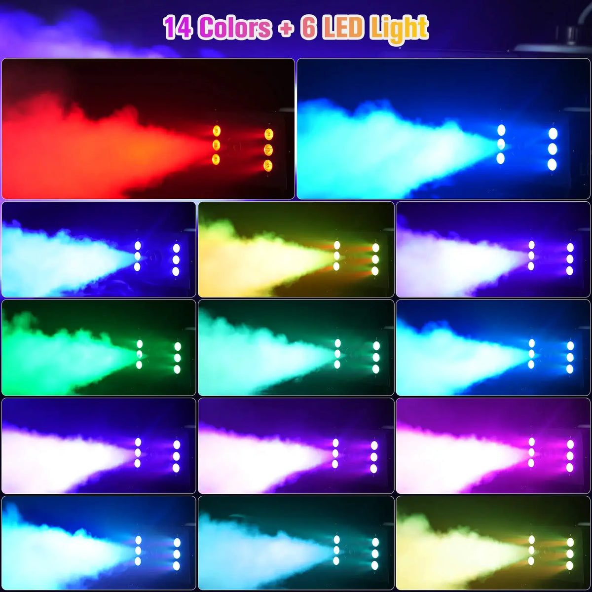 U'King 1500W Smoke Machine RGB 6 LED Fog Machine with Remote Control for DJ Disco Party Christmas Stage Effect Fogger Machine