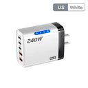 240W GaN Fast Charger - LED Light And 5 Ports
