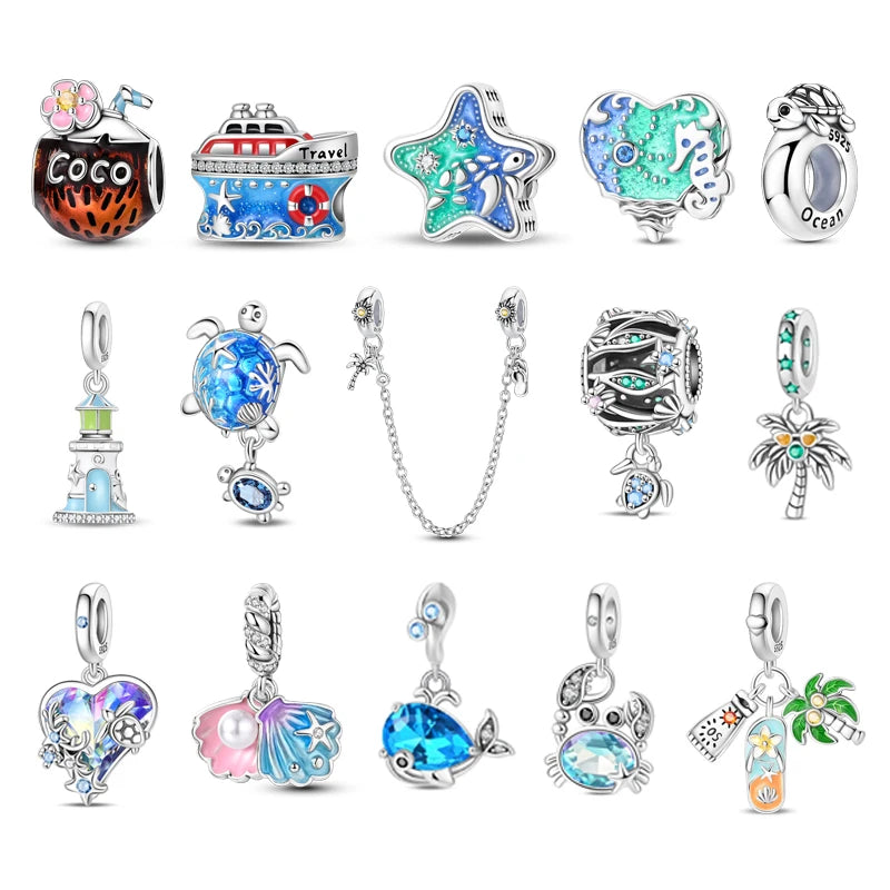 Sterling Silver Charm Summer Beach