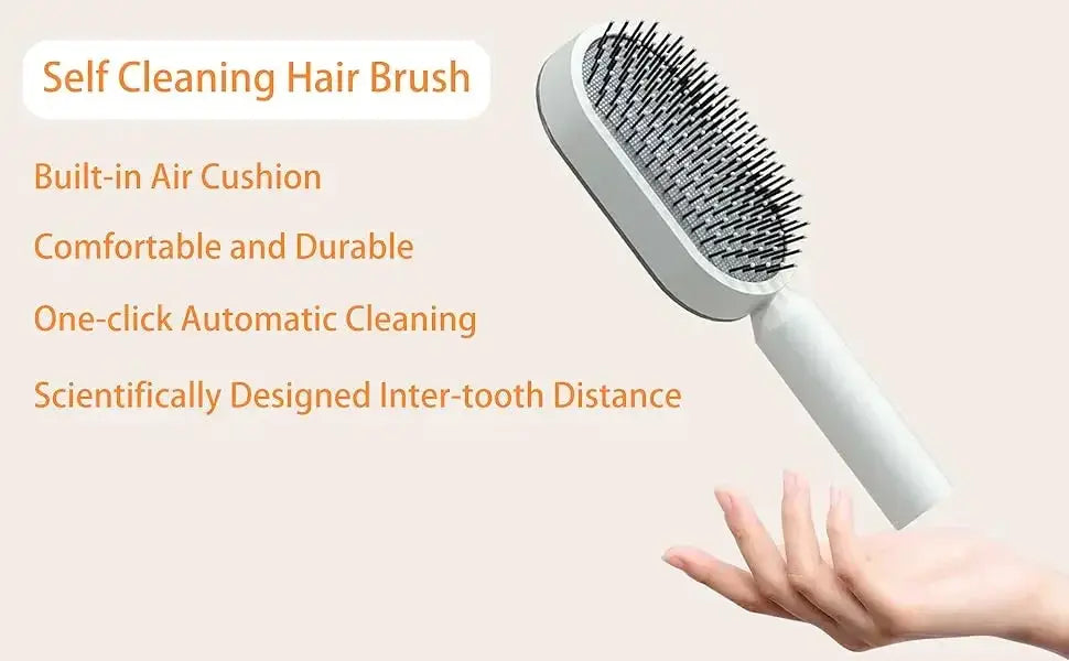Self Cleaning Hair Brush For Thick Hair With Air Cushion
