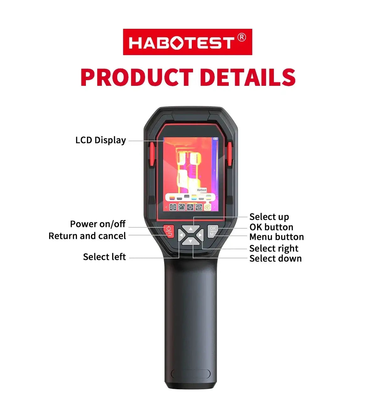 HABOTEST HT821A Rechargeable Thermal Imaging Camera -20 ℃~550 ℃ Waterproof Dustproof And Anti Drop Handheld Thermal Imaging